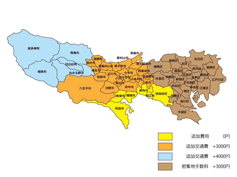 東京都の追加料金表